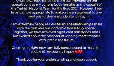 Hakan Çalhanoğlu announces his decision to stay at Inter