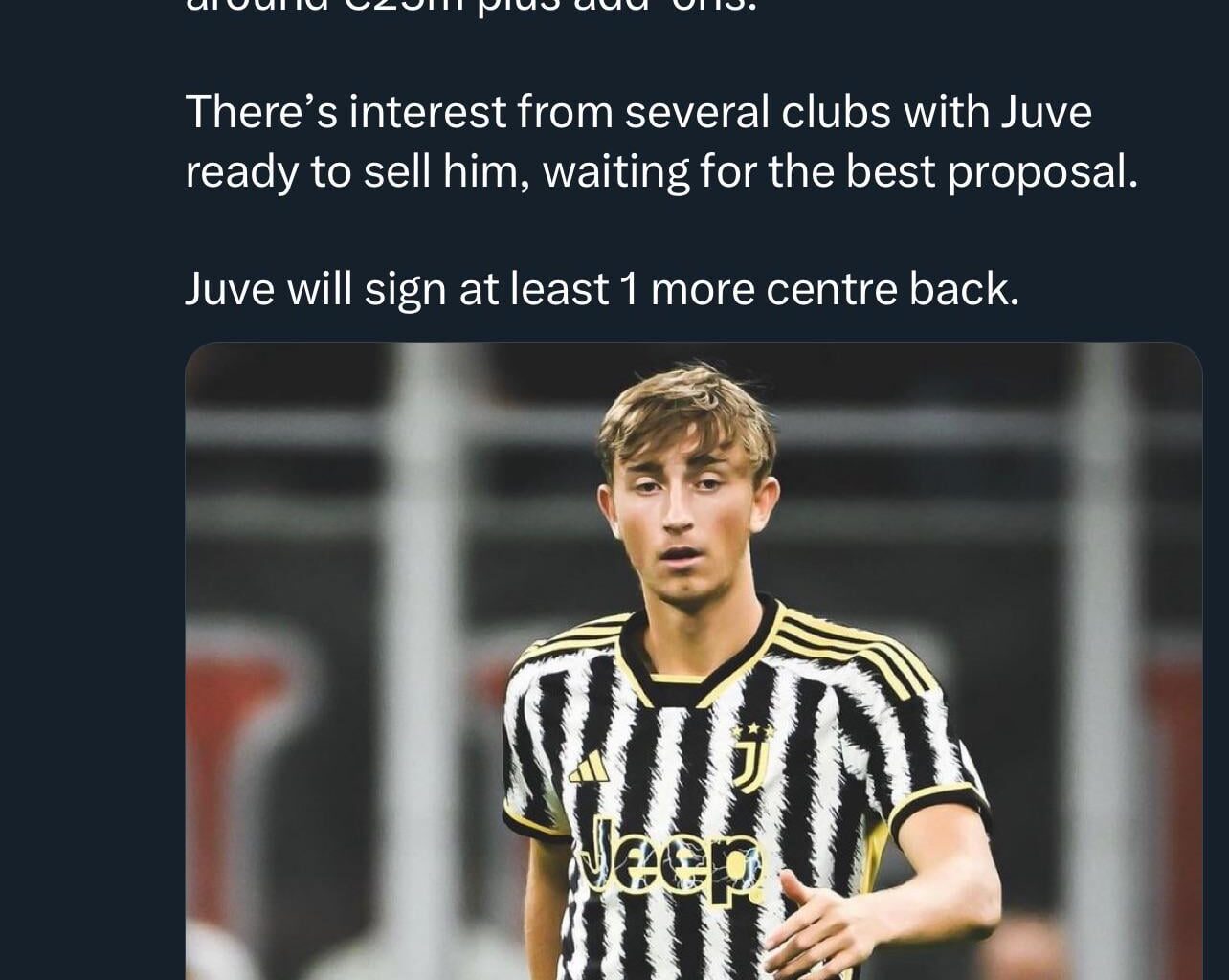 Huijsen expected to be sold soon for a price exceeding 25 million euros (including bonuses). Juve also looking to sign another CB