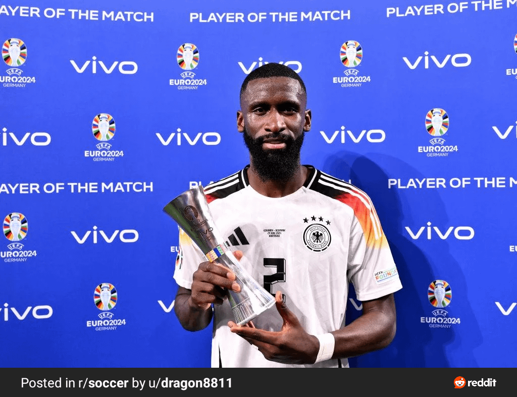 Rudiger was the MoTM in Germany's match against Denmark