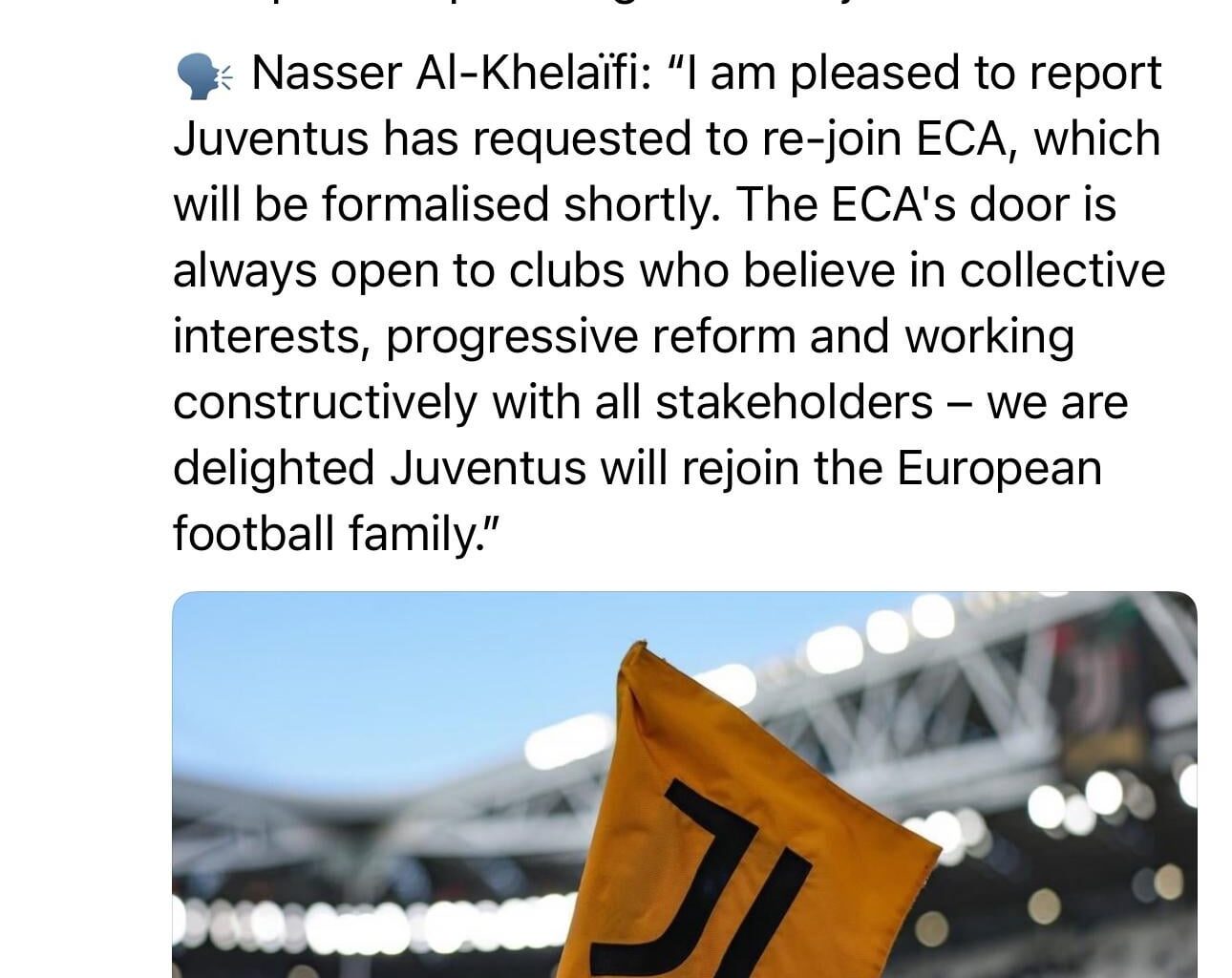 Juventus have dropped out of the European Super League and rejoined the ECA