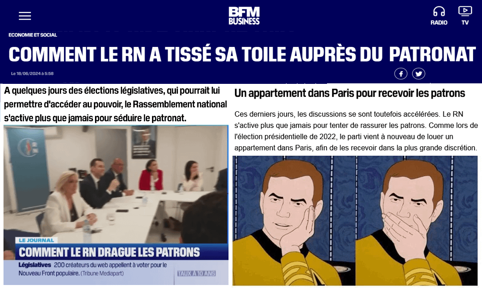 Le RN (soi-disant proche du petit peuple) courtise les patrons