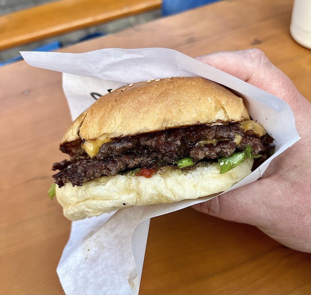 Chili cheese and whiskey burgers from a food truck