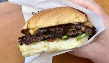 Chili cheese and whiskey burgers from a food truck
