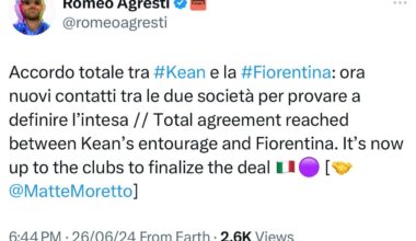 [Romero Agresti] Total agreement reached between Kean’s entourage and Florentina. It’s now up to the clubs to finalise the deal. 🇮🇹🟣