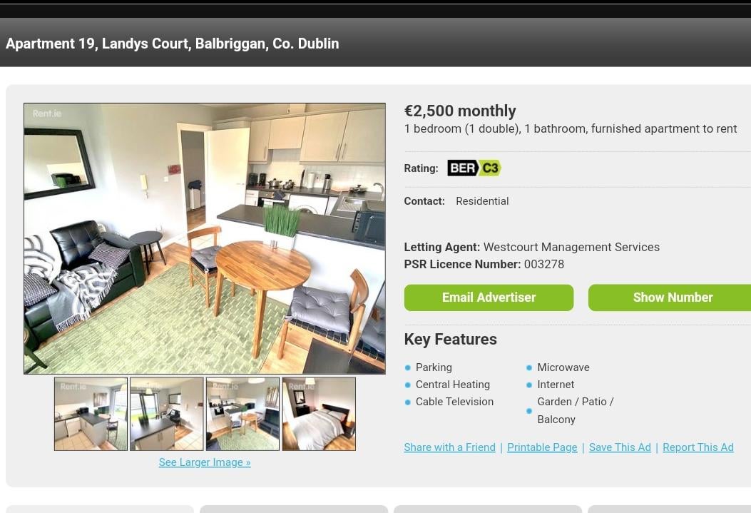 I'm sorry but this is absolutely ridiculous. For a teeny tiny appartment in BALBRIGGAN