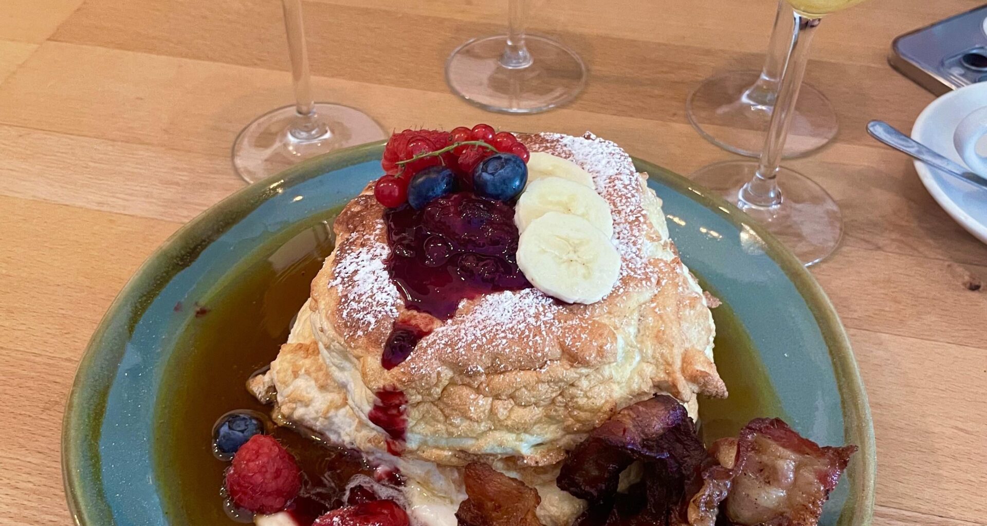 Fluffy Pancakes with Bacon in Berlin