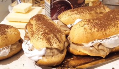 Cappuccino cream eclairs