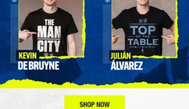 WWE has partnered with Man City to sell WWE inspired Man City shirts.