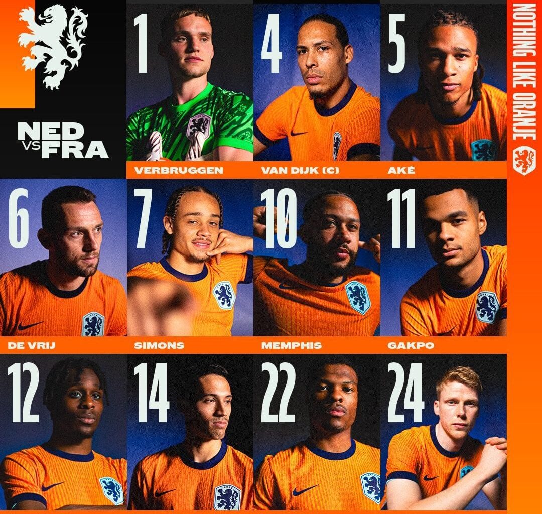 Netherlands starting XI for their second EURO 2024 match against France