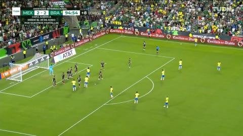 Endrick goal from Vini long pass to have Brazil go 3x2 over Mexico.