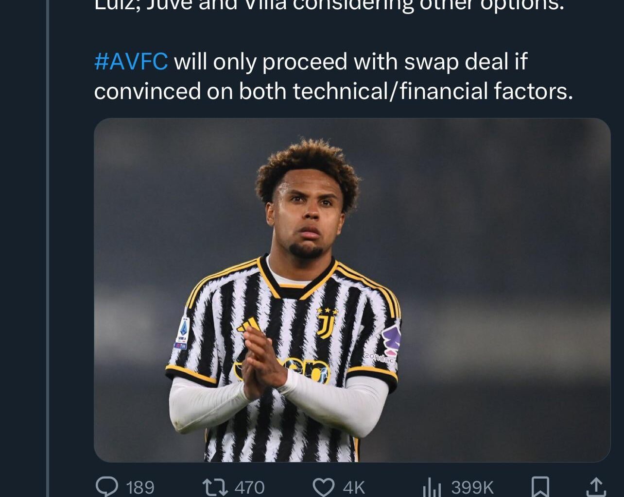 Mckennie and Juve reportedly unable to agree on exit terms, Villa and Juve considering other options to get swap deal done