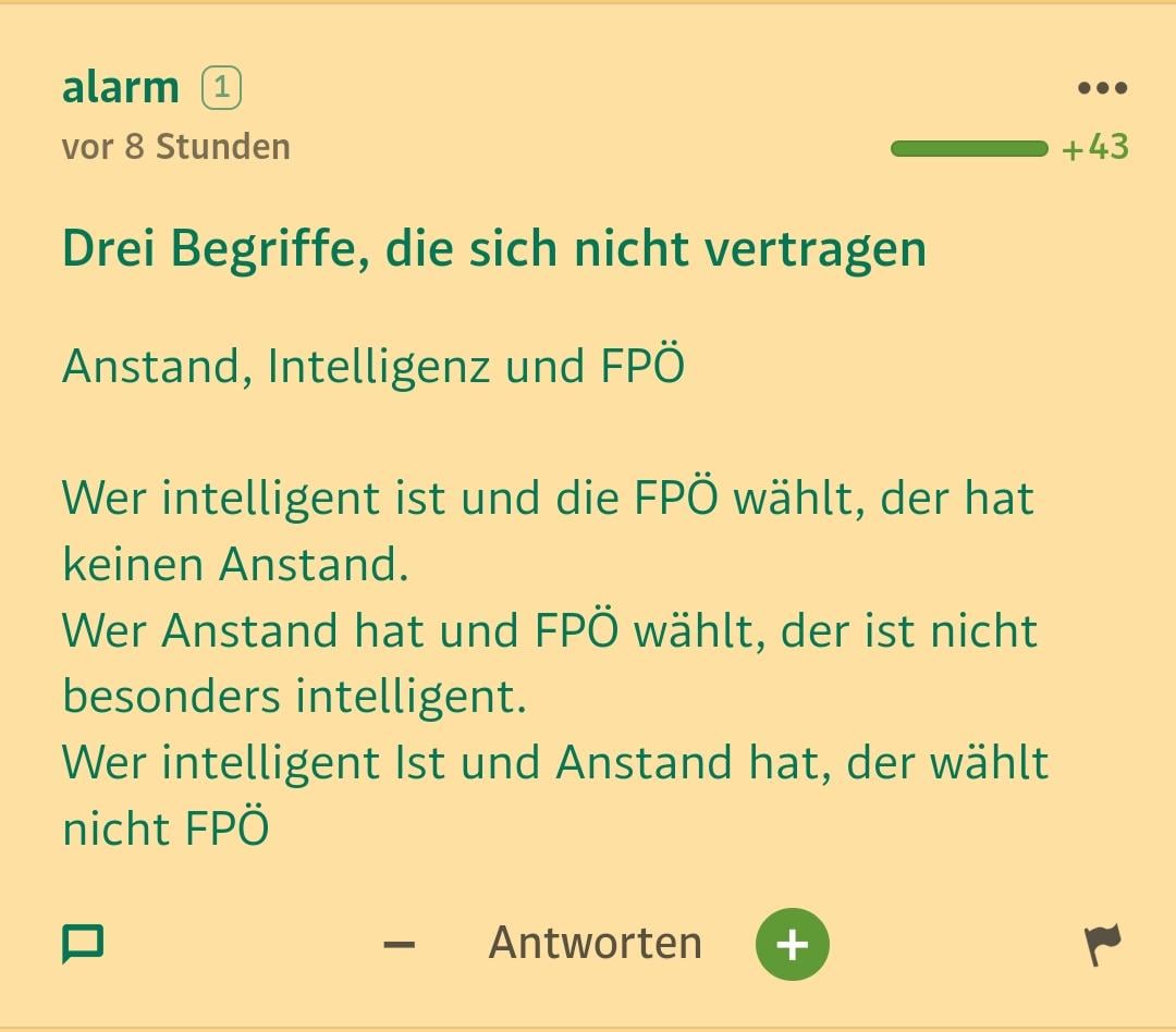 Anstand, Intelligenz und die FPÖ