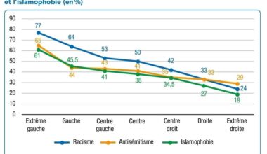 Graphique sur la lutte contre le racisme, l'antisémitisme et l'islamophobie selon le courant politique (+contexte du graphique). Rapport de la CNCDH, Novembre 2022