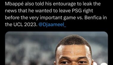 PSG opened the door for Kylian Mbappé’s departure last summer and the club kept on pushing him to leave last summer. However, Mbappé refused to leave last summer since the plan carried out by him and his clan were to leave PSG for free this summer. @Djameel