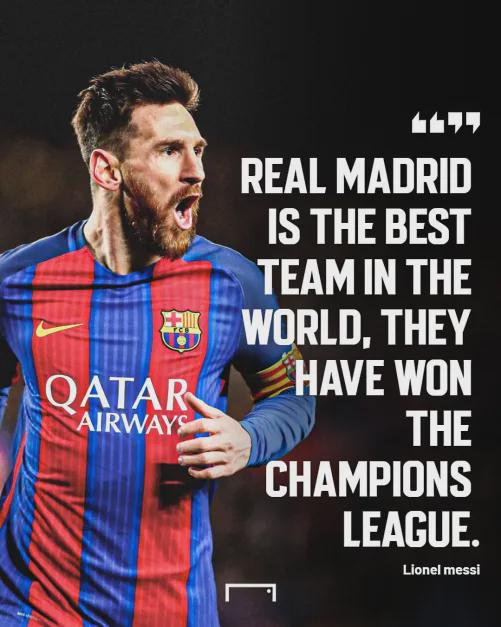 Who is the best team in the world? Lionel Messi: "The best team in the world is Real Madrid. They are the current European champions. If we talk about results, Real Madrid is the best. If we are talking about performance, Man City, led by Pep, is the best."