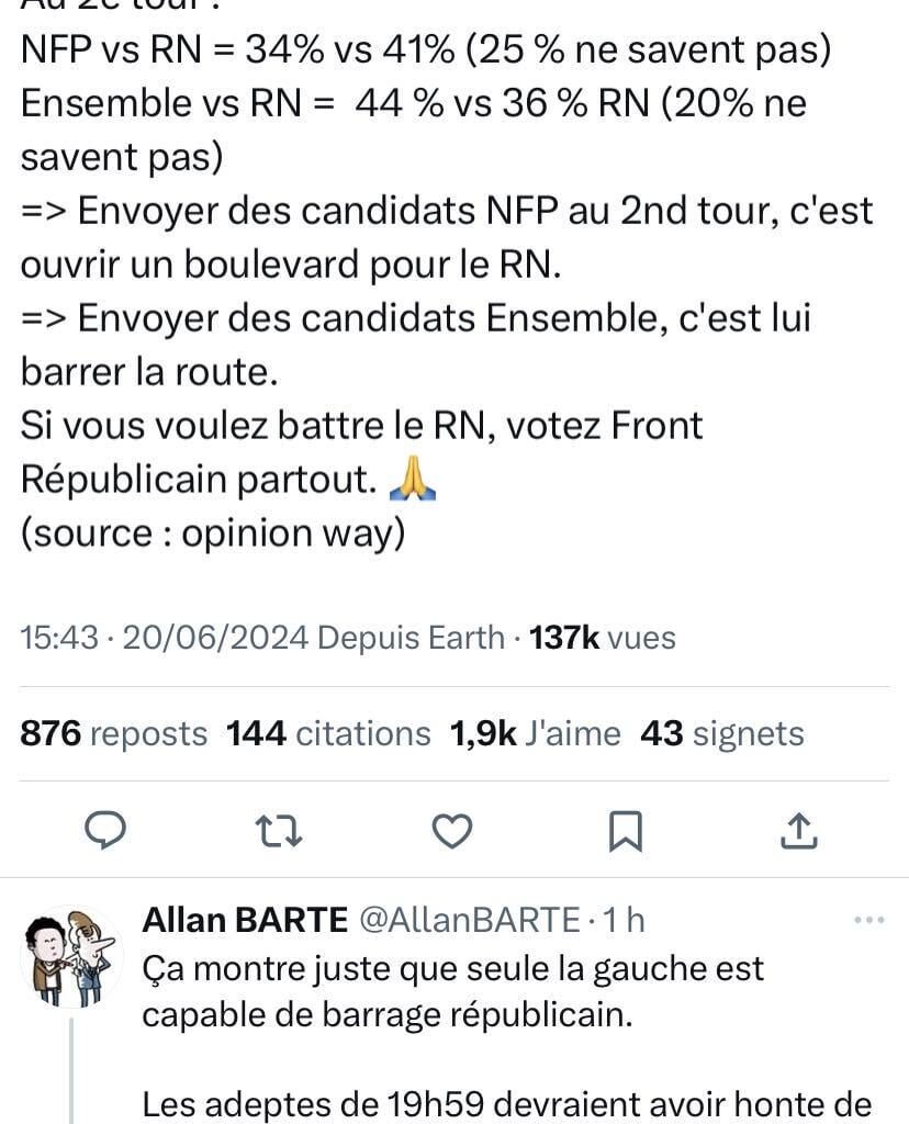 Ce sondage me révolte... La stratégie de diabilisation du FP porte donc ses fruits ?