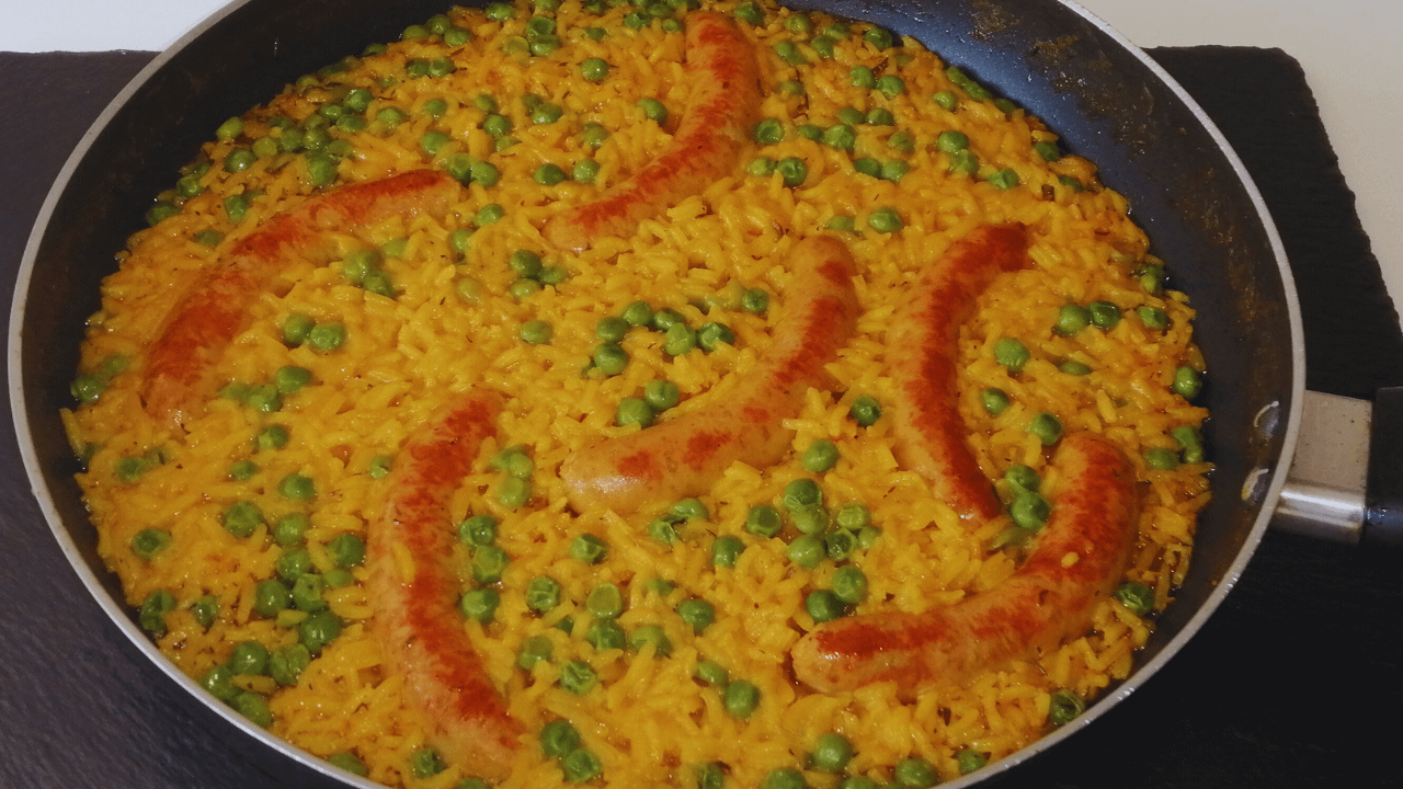 Sausages, Rice and Peas
