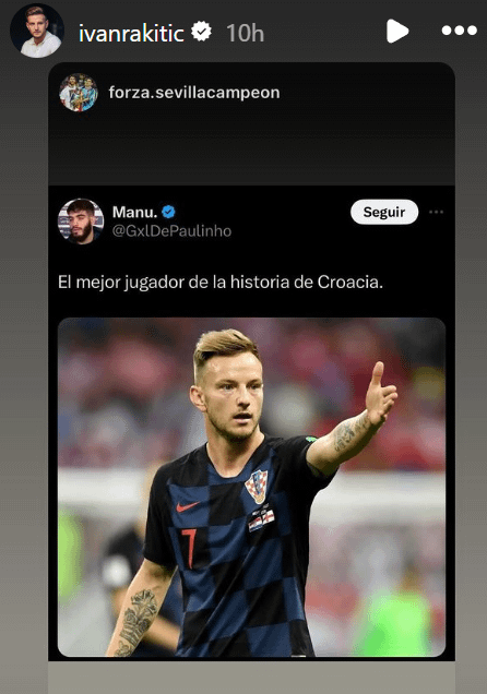 "The best player in Croatian history", Ivan Rakitić on IG.