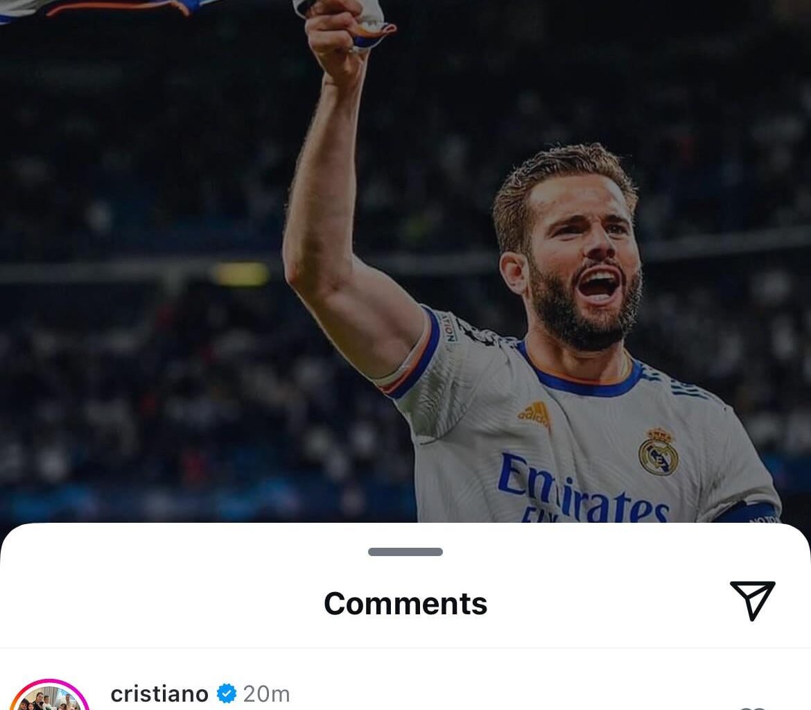 Cristiano’s comment on Nacho’s farewell post.