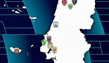 Mapa de clubes para a Liga Portugal 2 de 2024/2025