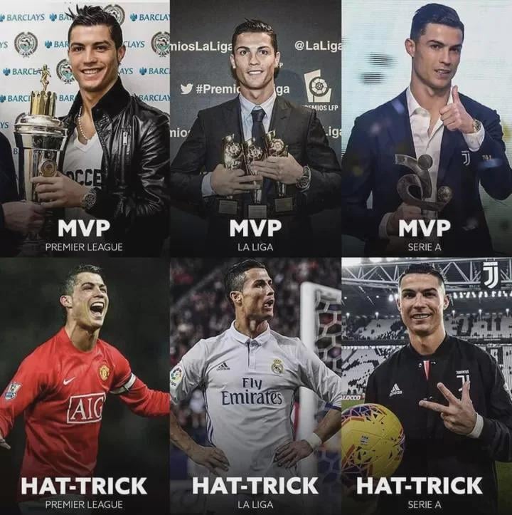 Cristiano Ronaldo is the ONLY player in football HISTORY to become Top Scorer and Player of the Season in the Top 3 European Leagues