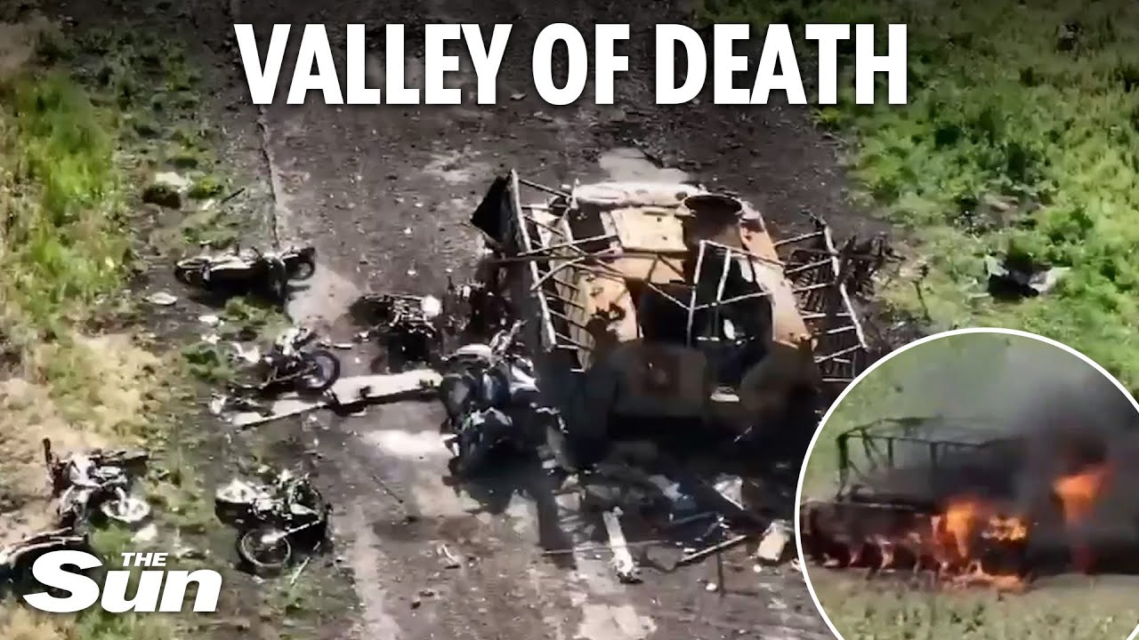 Moment Putin’s troops are obliterated on unprotected MOTORBIKES on suicide mission