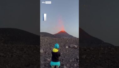 Moment Mount Etna erupt