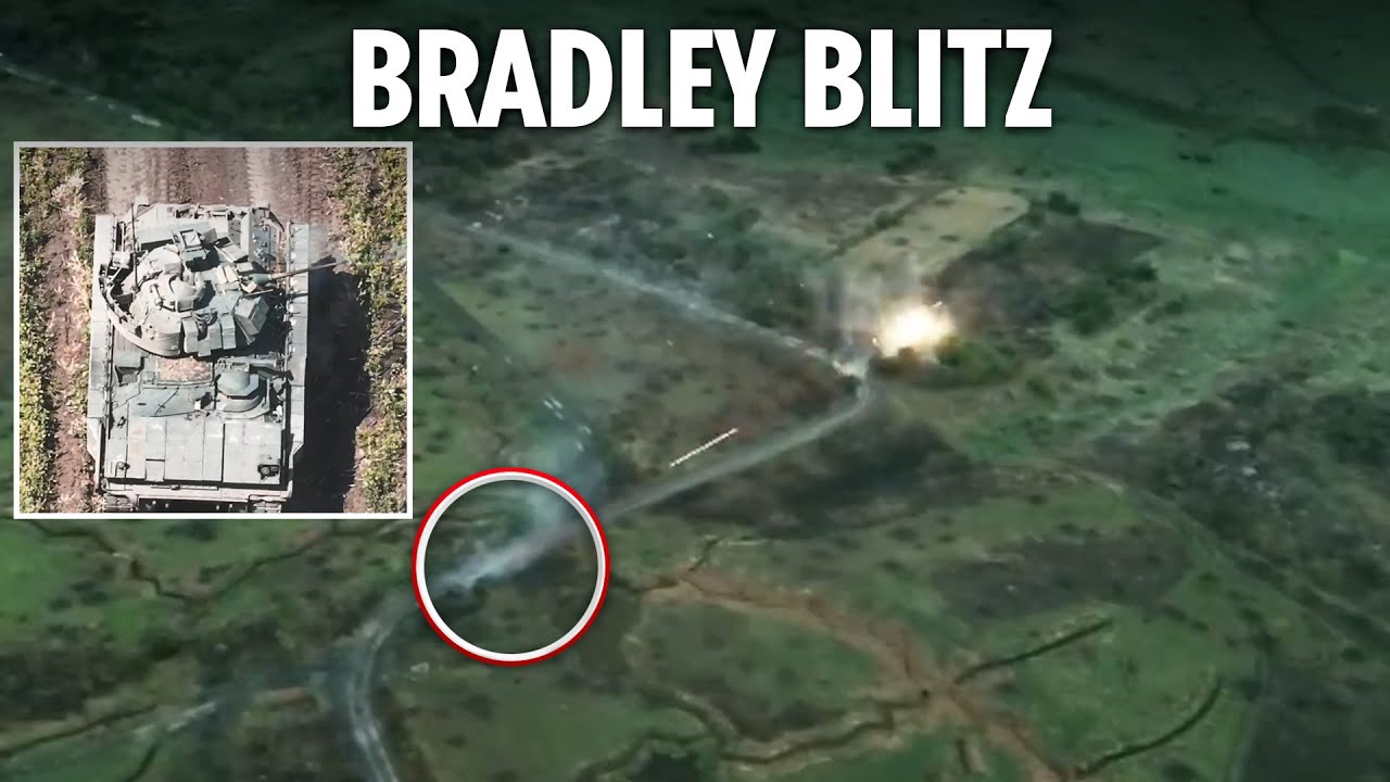 Ukrainian Bradley tears apart Russian positions as waves of drones pick off Putin armour