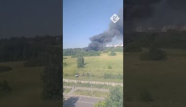 Huge fire reported ‘at Russian military base’ in Kursk