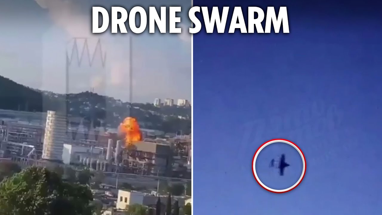Ukrainian kamikaze drones slam into major airfield and oil refinery sparking huge blasts