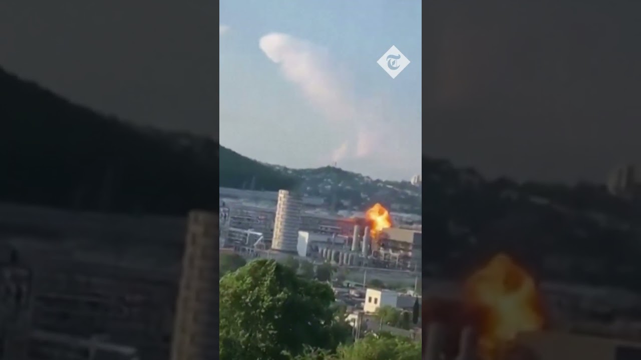 Moment Ukraine strikes Russia's biggest Black Sea oil refinery