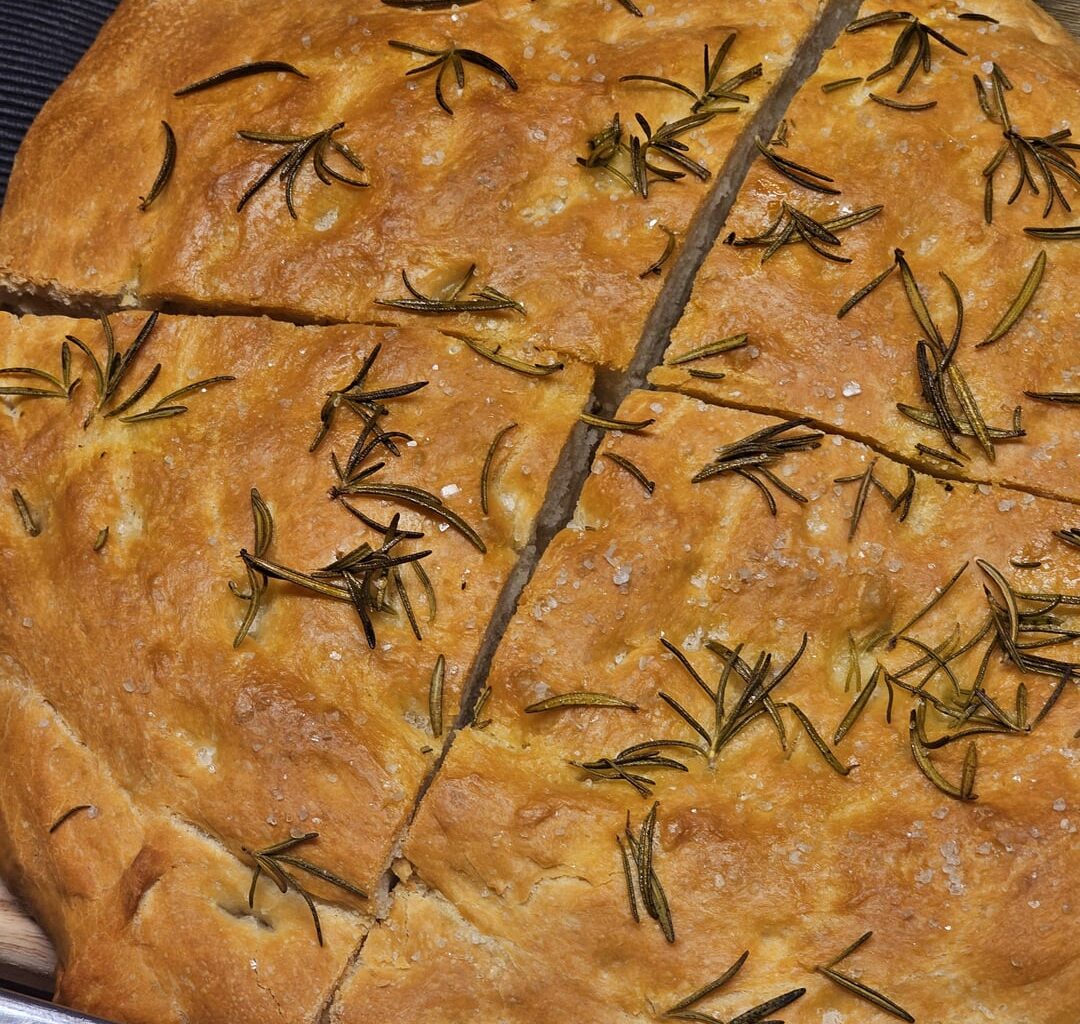 Homemade Focaccia with freshly harvested rosemary; and a Tomato Soup made from 2 kg tomatoes, about 75 ml cream and some spices