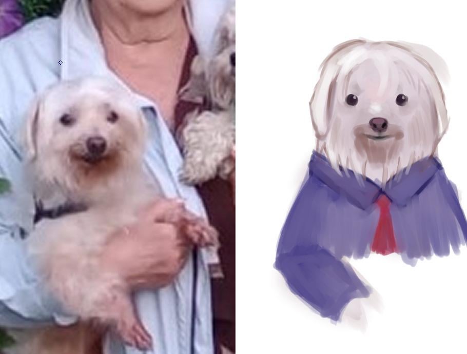 Pies moje babci wyglądał tak poczciwie, że musiałam to narysować XD