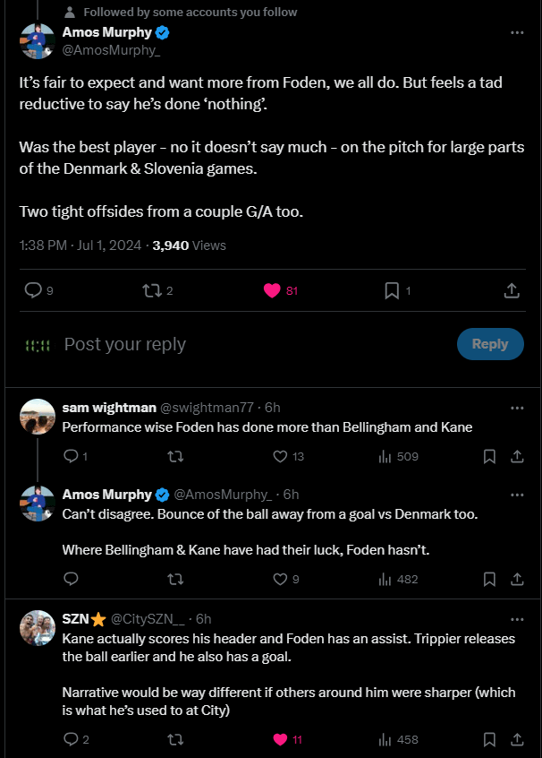 Don't get fooled by haters with the narrative that Foden has been terrible and done nothing. The eye test doesn't lie.