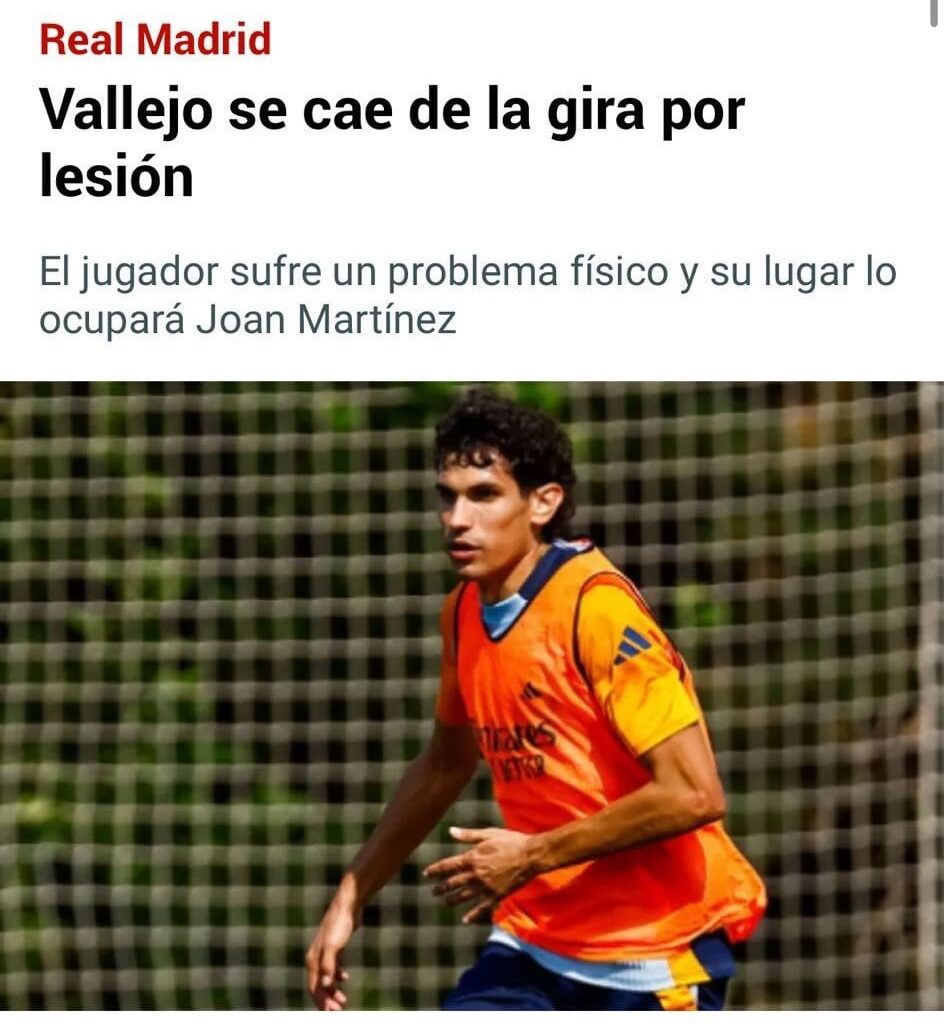 Vallejo is not injured. Marca caught lying. 🤥
