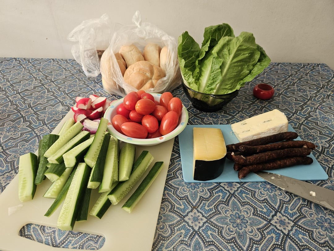 Pictured: too lazy to cook (crudités and some cheese)