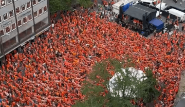 Dutch fans continue their tradition in Dortmund ahead of their game against England