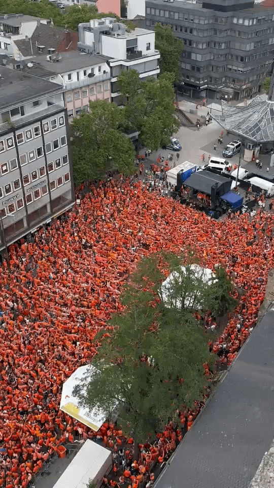 Dutch fans continue their tradition in Dortmund ahead of their game against England