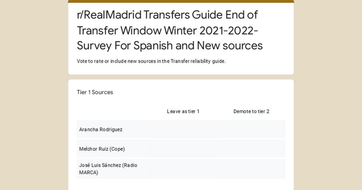 r/RealMadrid Transfers Guide End of Transfer Window Summer 2024 - Survey