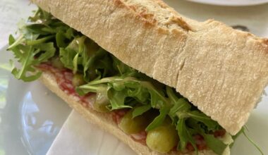 Baguette with Salami, Cornichon, Rucola, and Butter