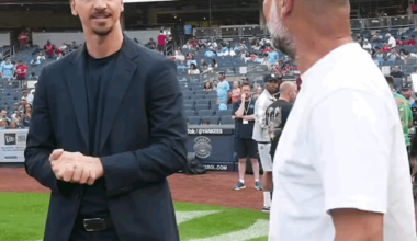 Pep Guardiola and Zlatan Ibrahimovic before City's pre-season match