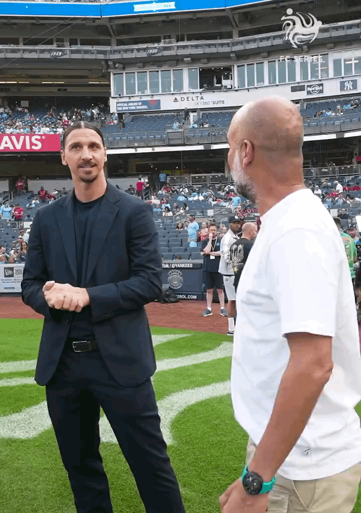 Pep Guardiola and Zlatan Ibrahimovic before City's pre-season match