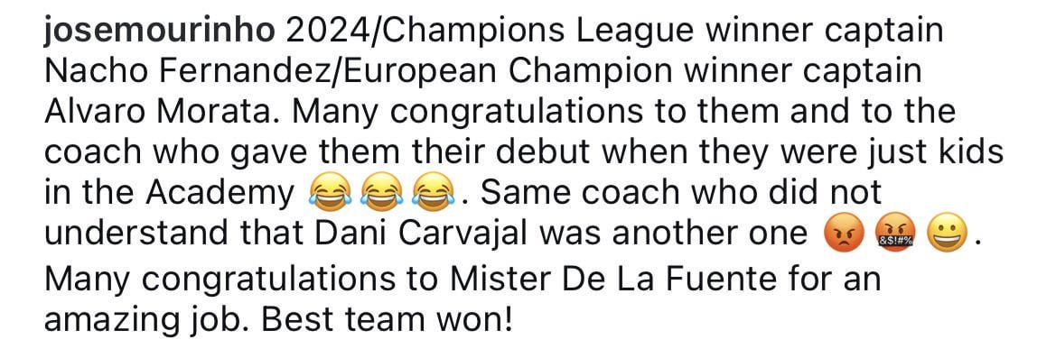 Jose’s post on Insta about our Euro winners