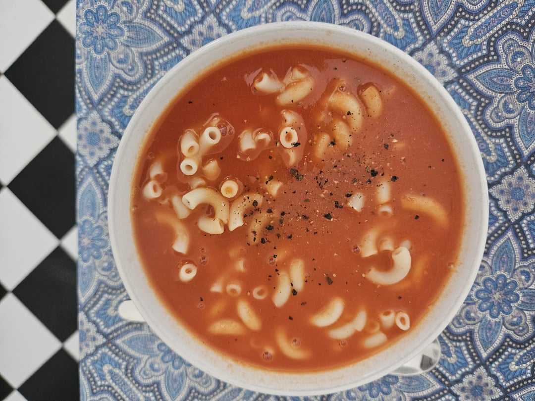 Lunch: Soup, cake and fruit