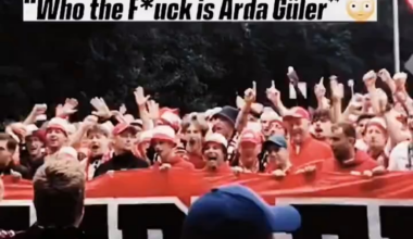 Austria fans chanting "Who the f is Arda Güler" before the Euros match and showing fingers, throwing bottles at him in the corner kick.