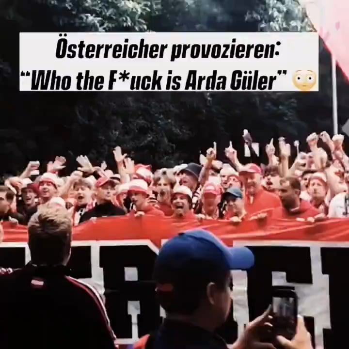 Austria fans chanting "Who the f is Arda Güler" before the Euros match and showing fingers, throwing bottles at him in the corner kick.