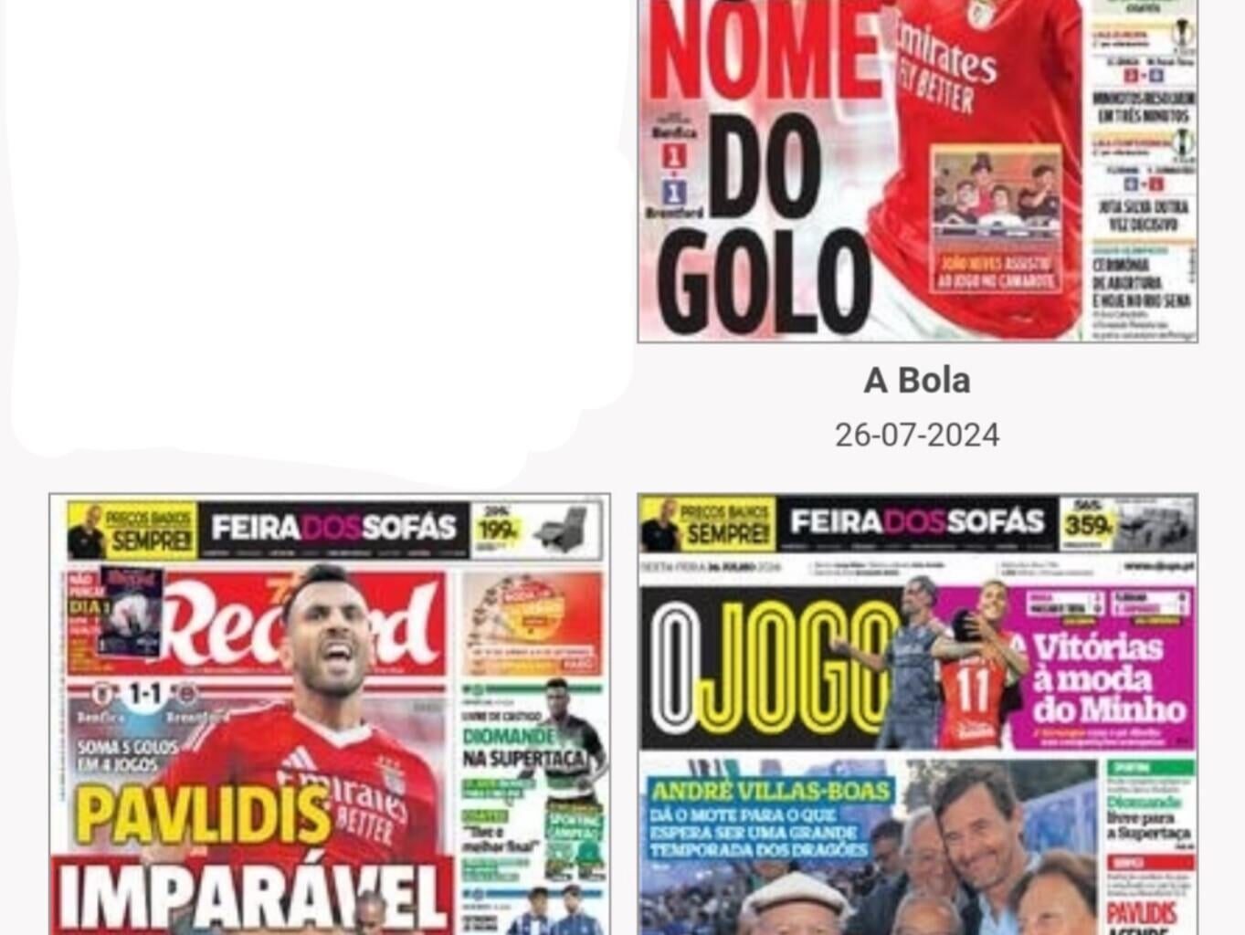 Capas de jornais