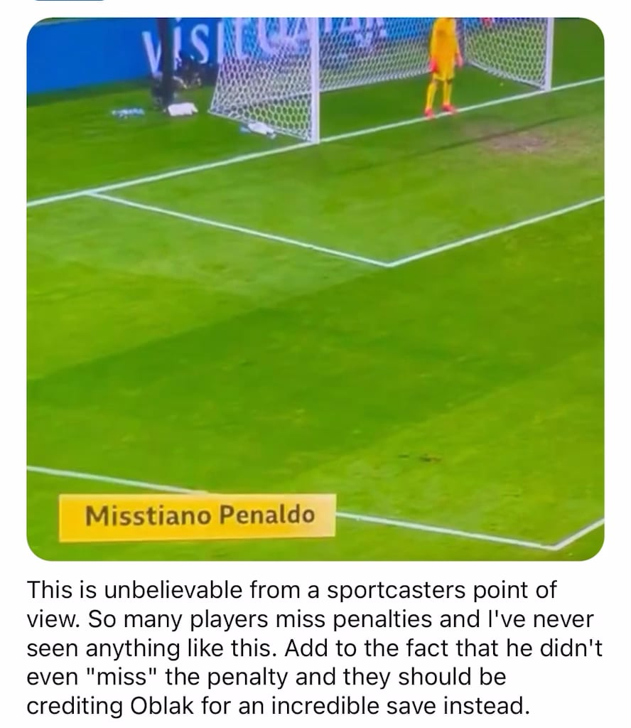 The Ronaldo disrespect is being titled as “Pun intended by BBC”