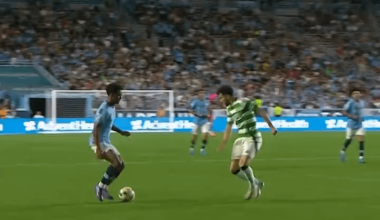 Oscar Bobb's run to assist Maximo Perrone as seen up close the pitch.