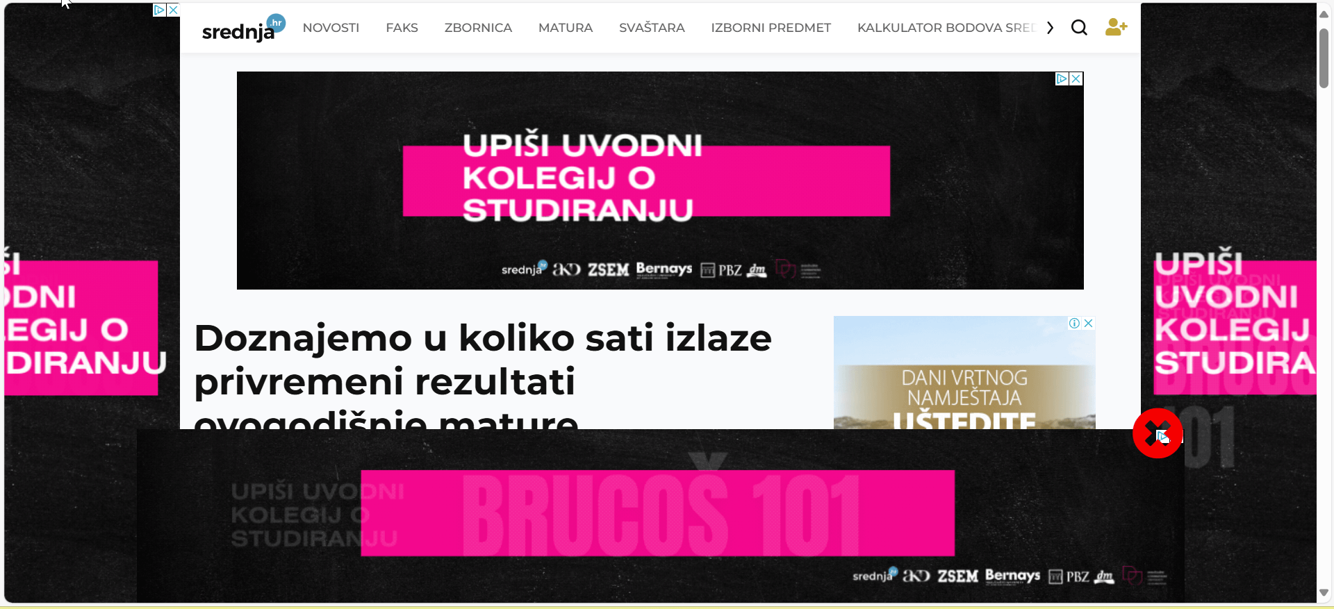 Kako izgleda normalan website bez adblockera...